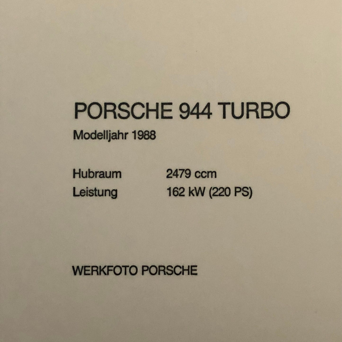1988 Porsche 944 Turbo Factory Press Photo Photograph Werkfoto