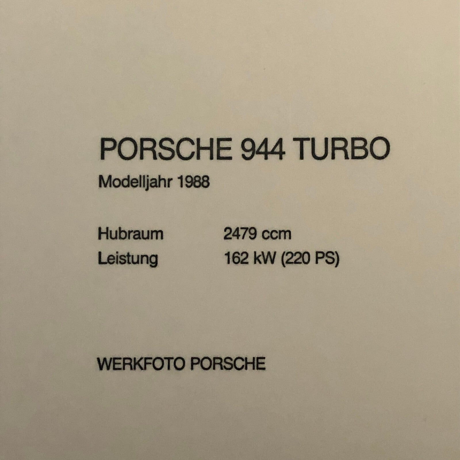 1988 Porsche 944 Turbo Factory Press Photo Photograph Werkfoto