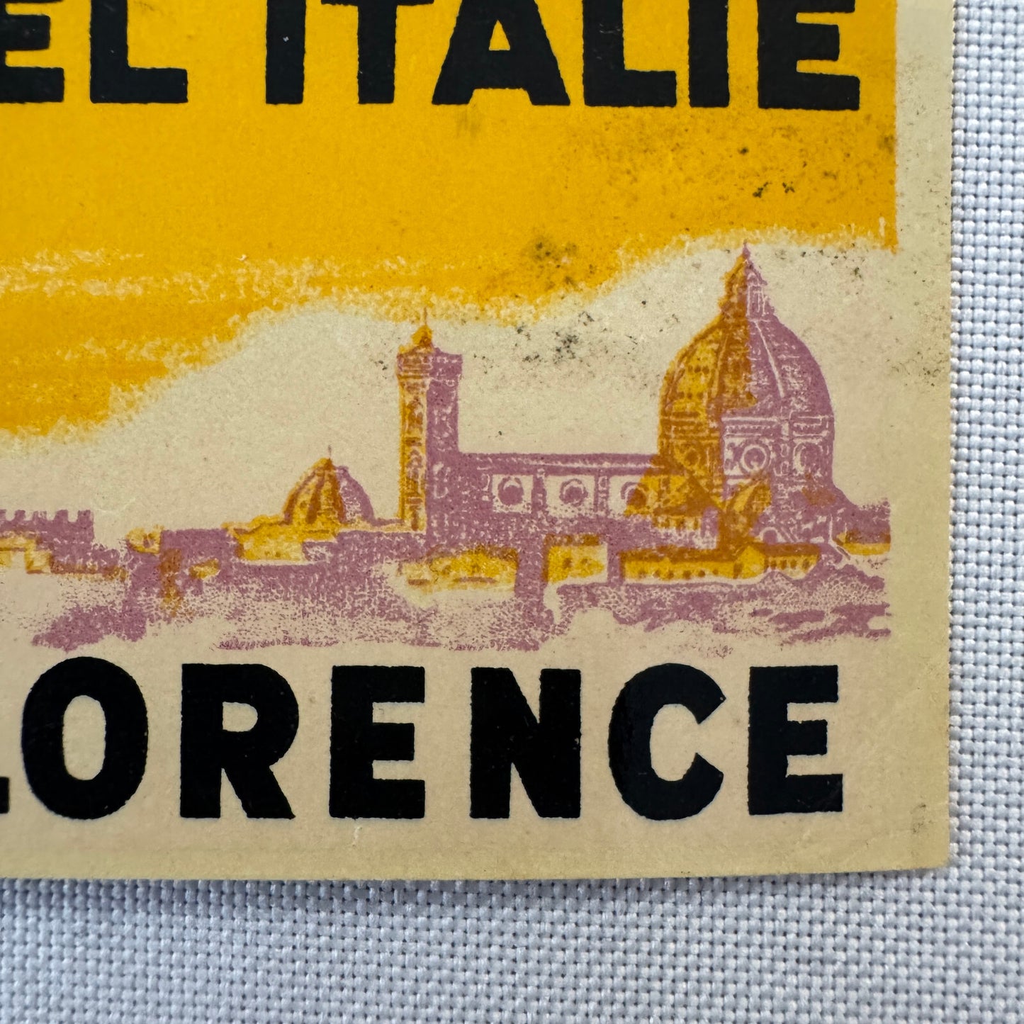 Vintage Hotel Travel Luggage Label Excelsior Hotel Florence Italy Italian Italie