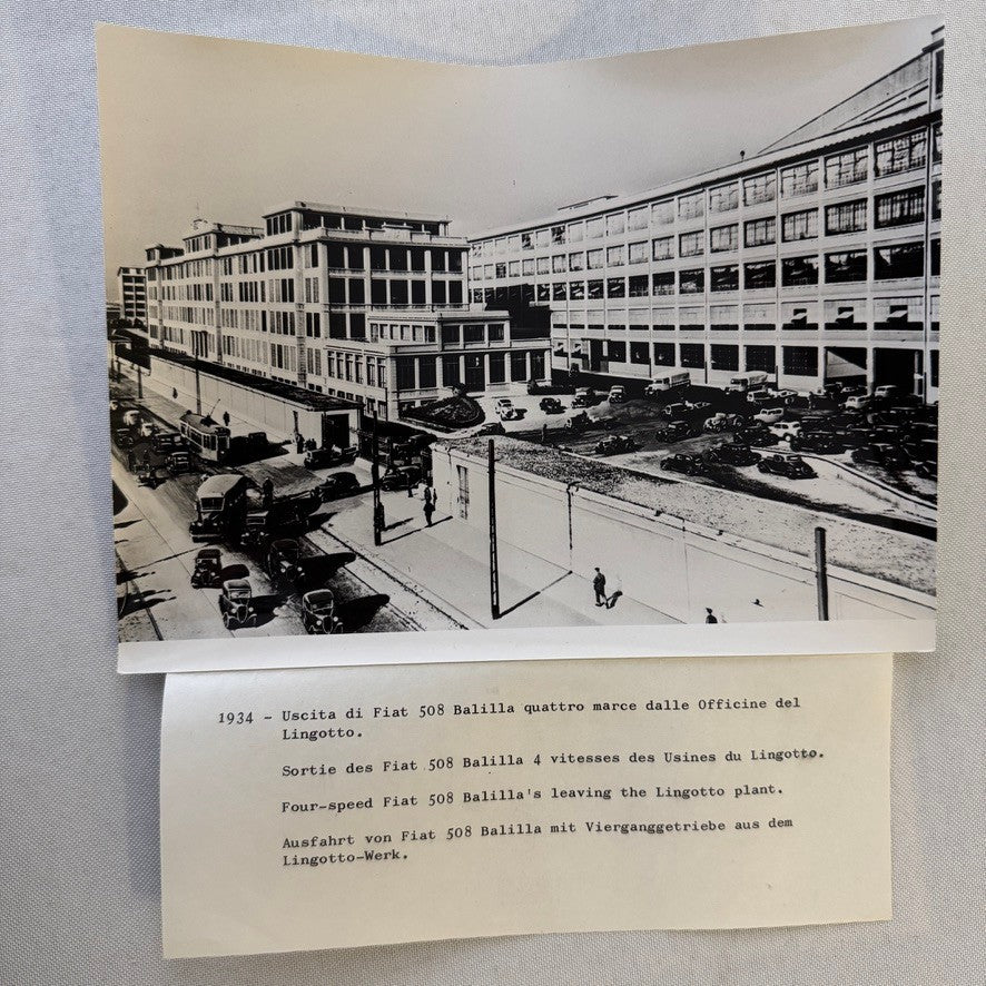 Vintage Fiat 508 Balilla Car Lingotta Plant Factory Photo Photograph Print