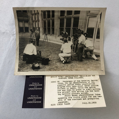 Press Photo Photograph Public Works Administrator on Camera 1933 Underwood Photo