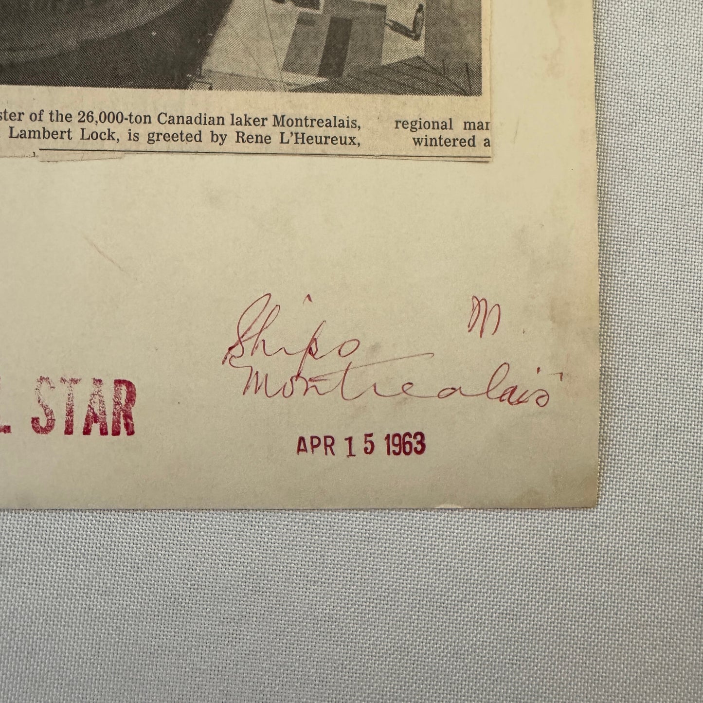 Vintage Ship Press Photo Photograph Print Boat Montreal Montrealais 1963