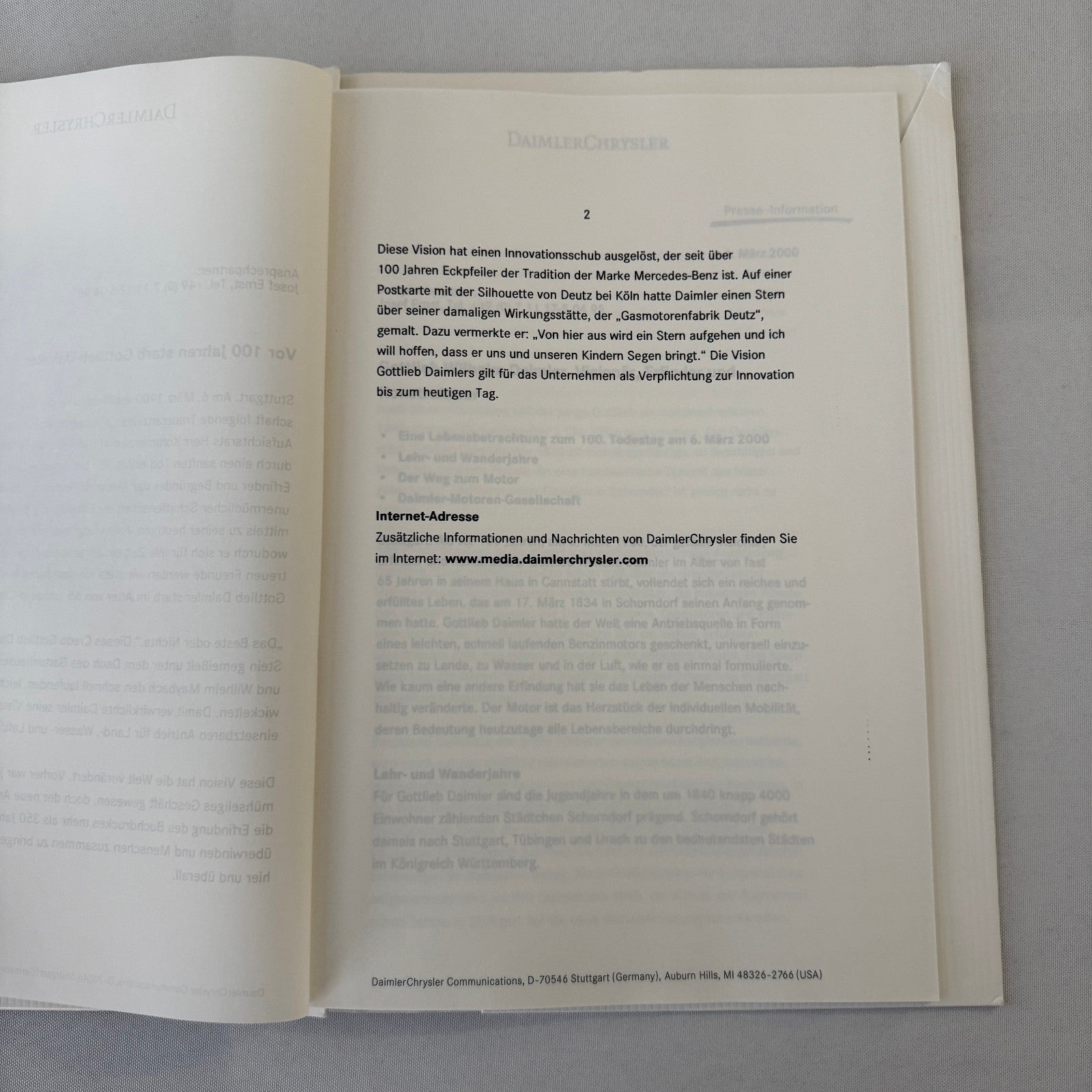 Mercedes Benz History Early Press Kit Gottlieb Daimler Photos GERMAN