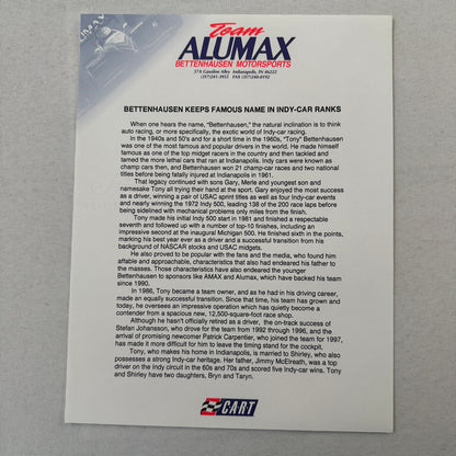Bettenhausen Alumax Racing Press Kit Brochure 1997 CART Patrick Carpentier