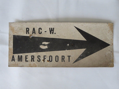 Vintage RAC West Amersfoort Car Rally Small Cardboard Directional Arrow Sign 