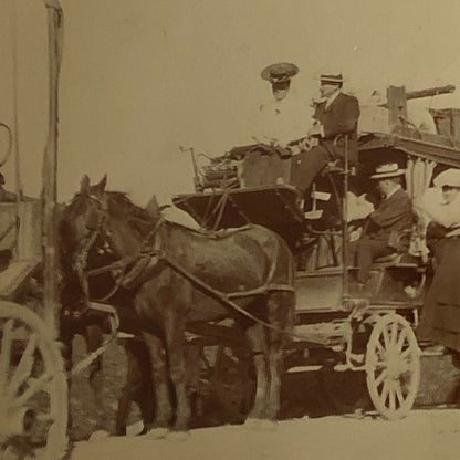 Antique Photo Photograph Print Men and Women with Horse Drawn Wagon Italian ? 