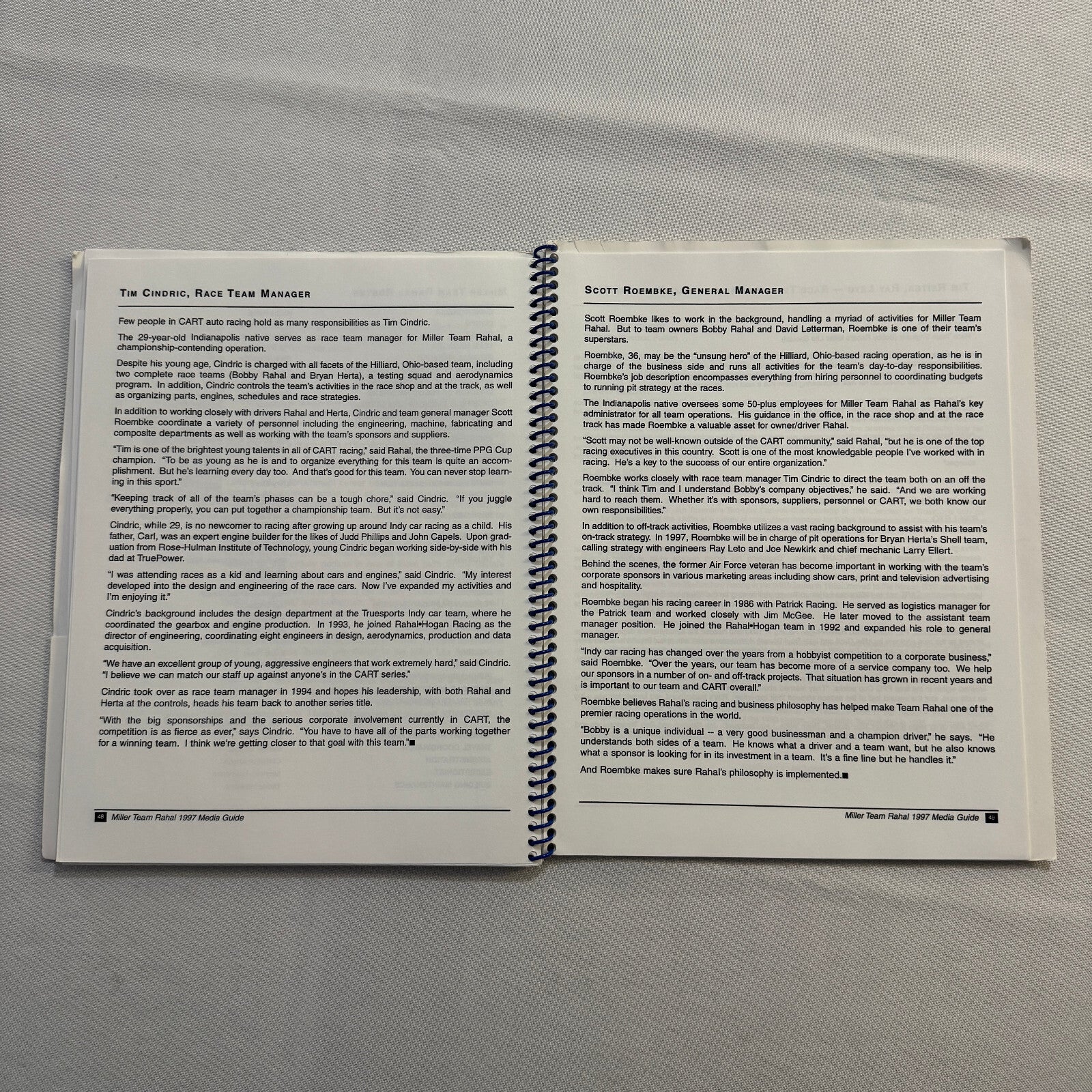 1997 CART Racing Bobby Rahal Miller Racing Press Kit Media Guide Bryan Herta +