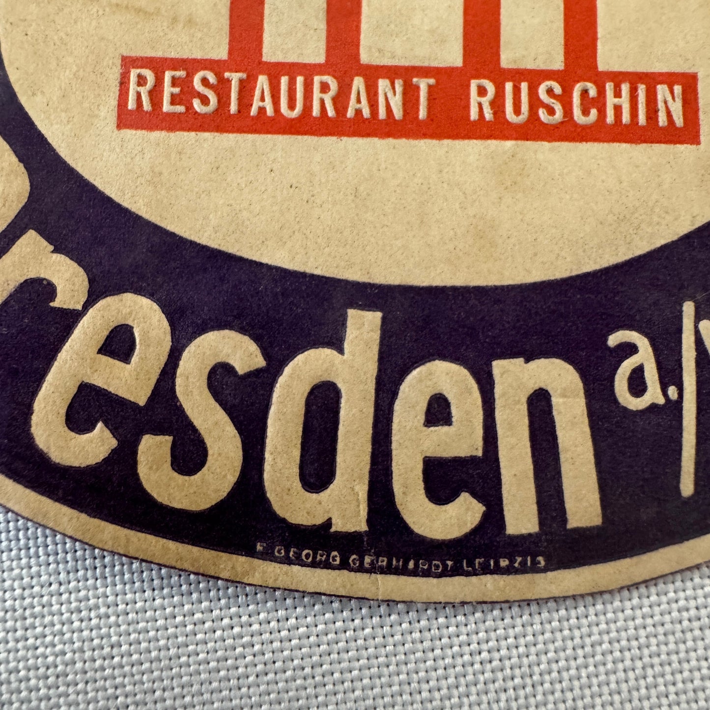 Vintage Hotel Travel Luggage Label Union Hotel Ruschin Dresden Germany German