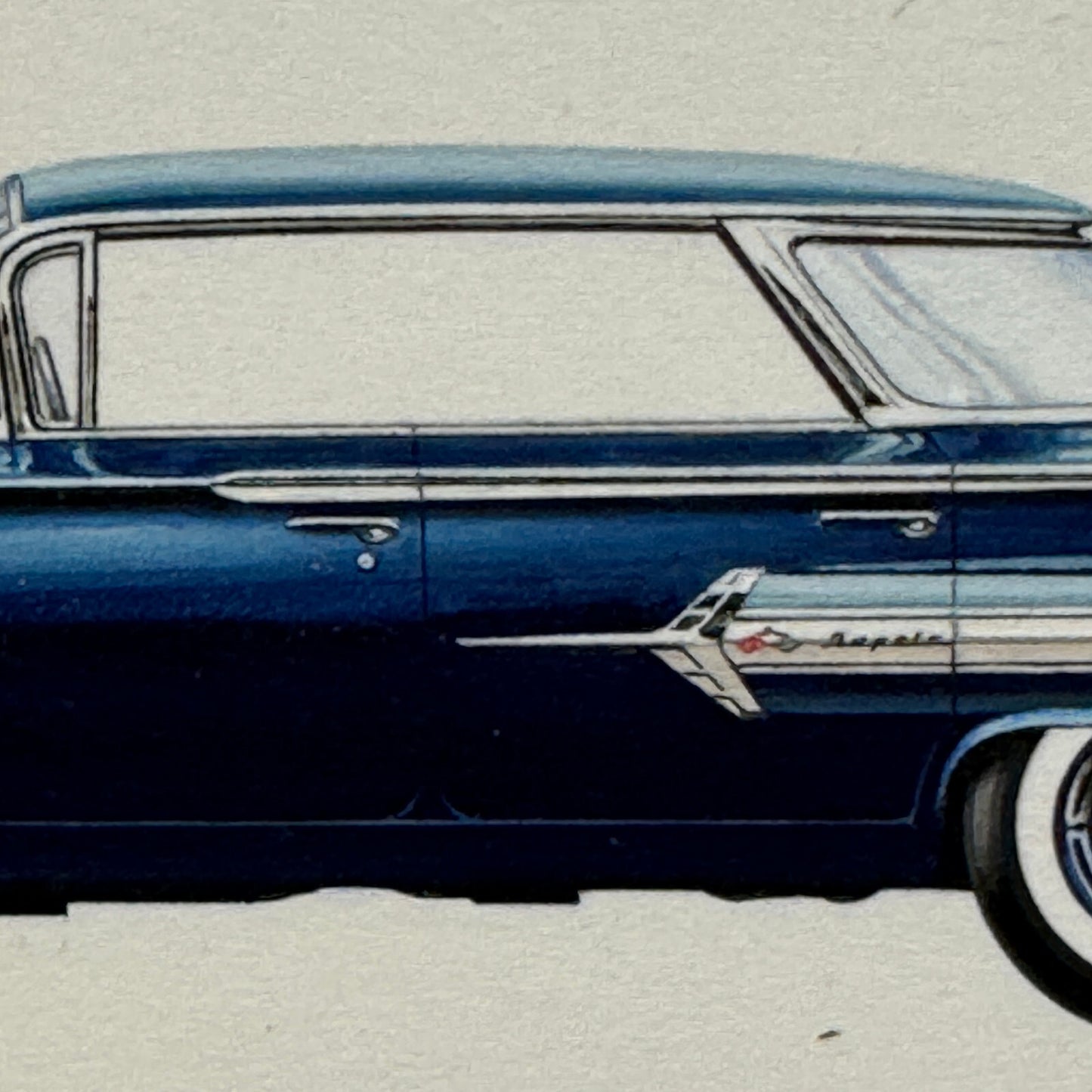 1960 Chevrolet Impala Sport Sedan Car Illustration Art Drawing Vintage Miniature