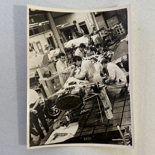 Vintage Racing Garage Workshop Photo Photograph Print Unidentified Team Shop
