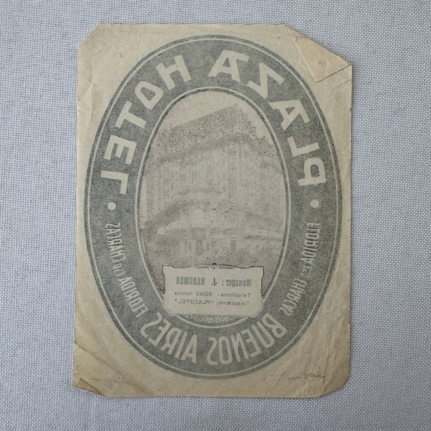 Vintage Hotel Travel Luggage Label Plaza Hotel Buenos Aires Argentina