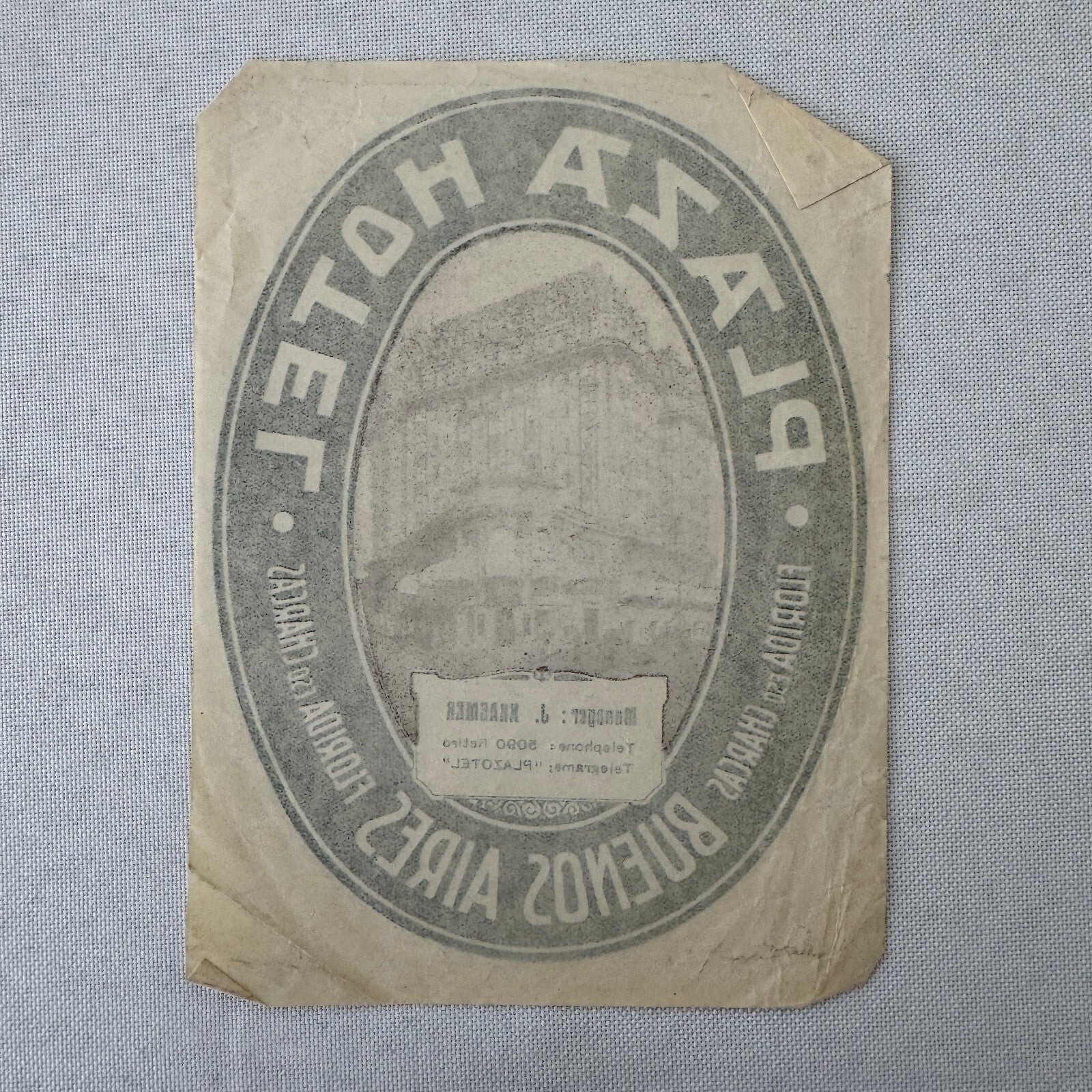 Vintage Hotel Travel Luggage Label Plaza Hotel Buenos Aires Argentina
