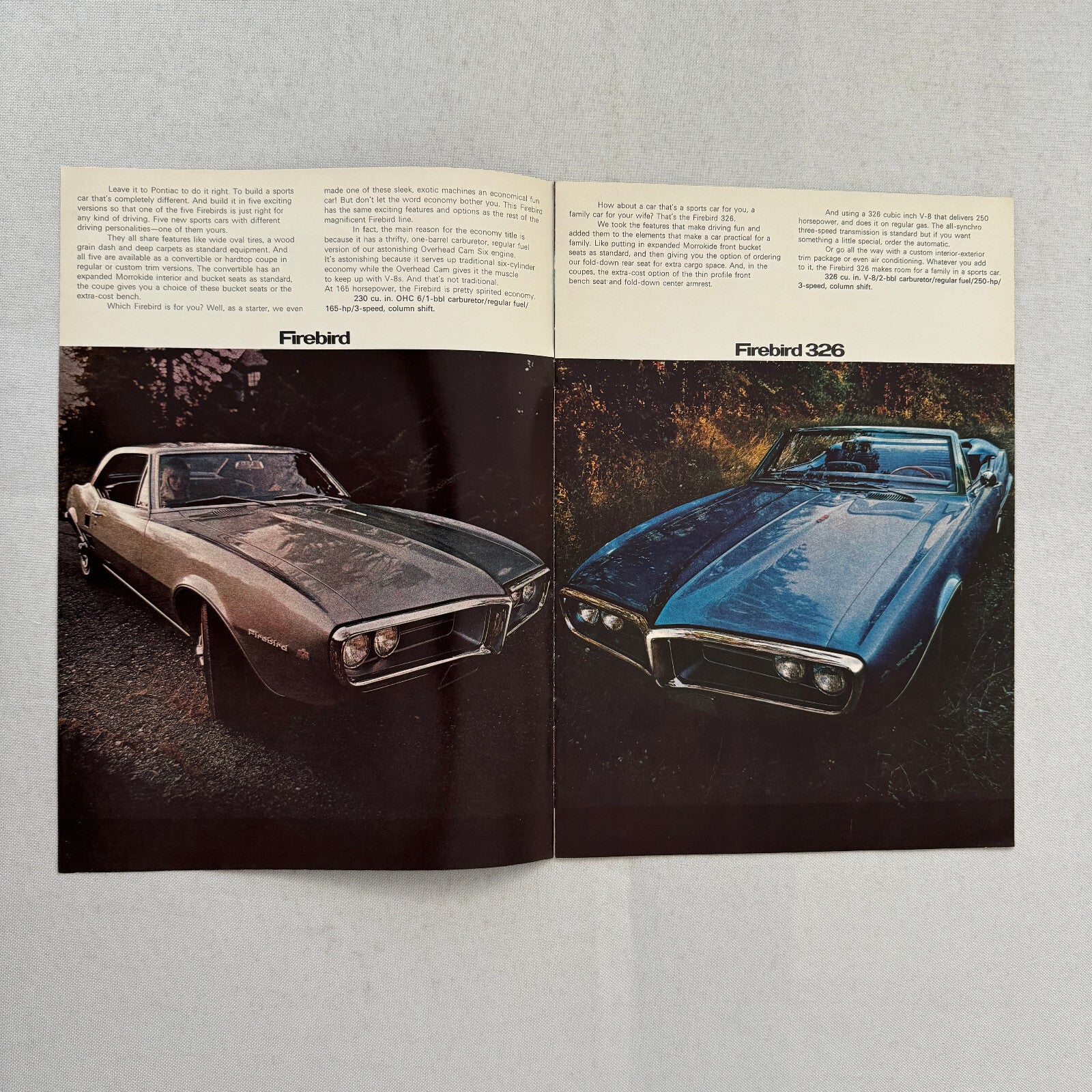 Pontiac Firebird Car Sales Brochure Catalog 400 HO 326 Sprint Advertising