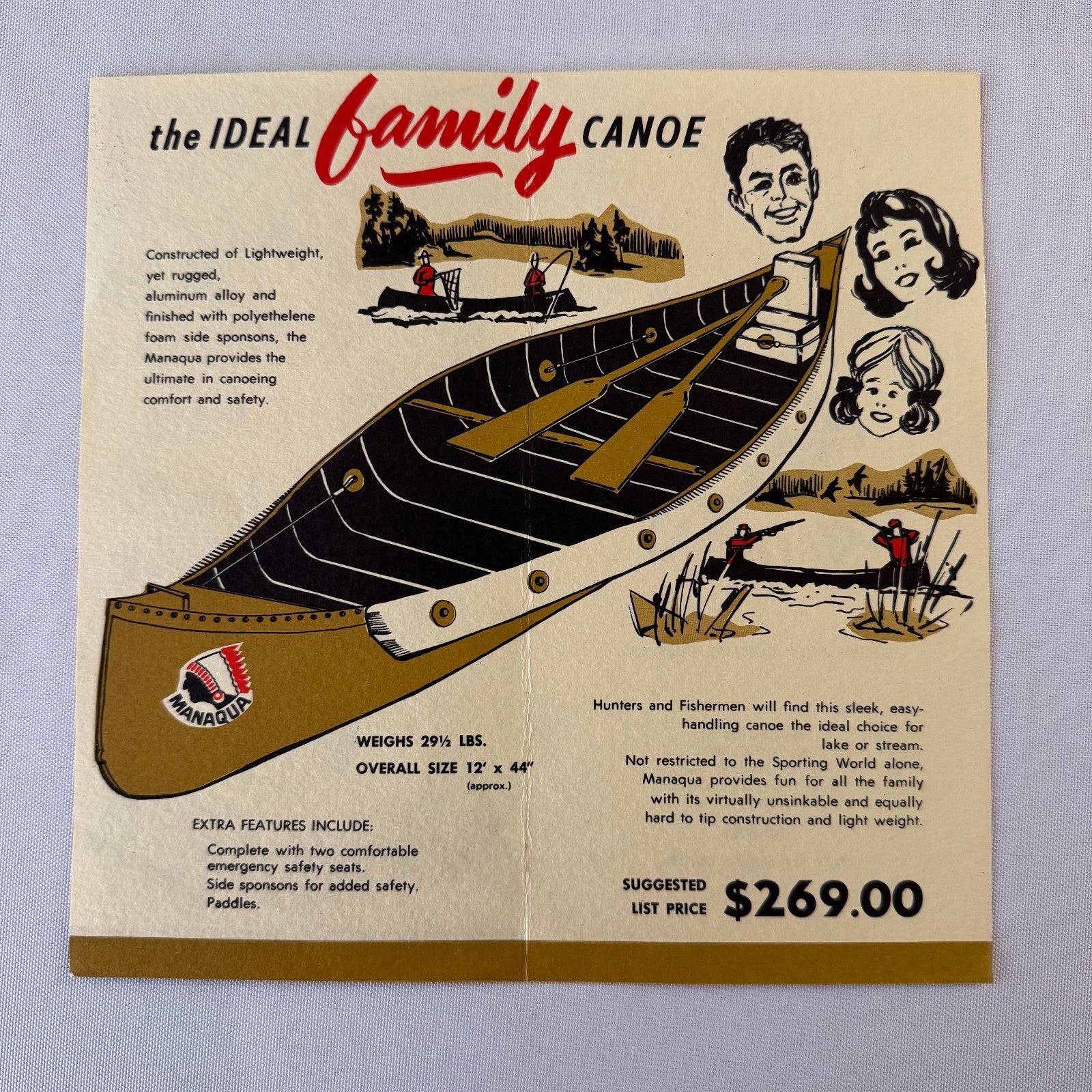 Vintage Manaqua Canoe Boat Advertising Brochure Catalog