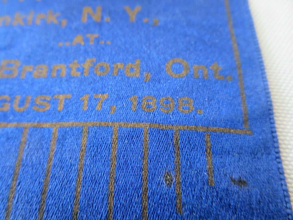 Vintage 1898 Firefighter Ribbon - Hose Company No 3 Dunkirk NY / Brantford Ont