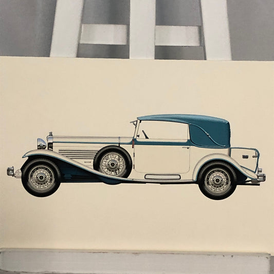 1930 Stoewer Type G15 Sport Cabriolet Car Illustration Art Drawing Hand Drawn