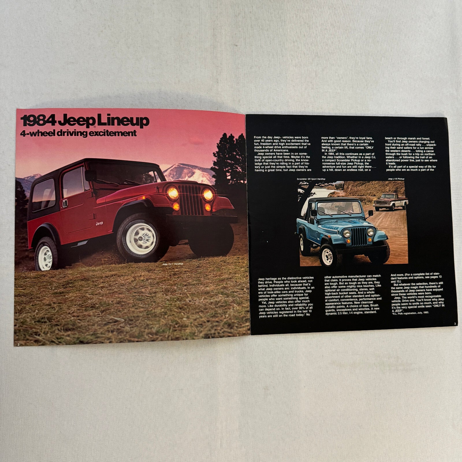 1984 Jeep Sales Brochure Catalog CJ Scrambler Pickup Renegade Laredo