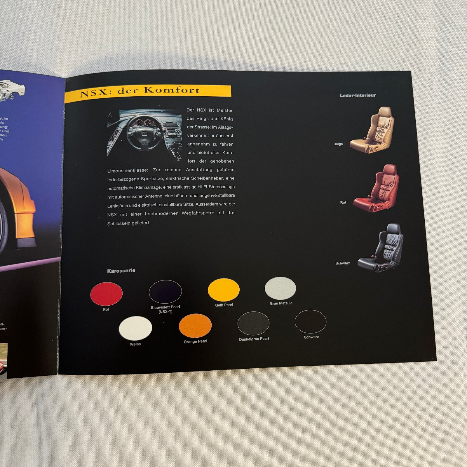 Honda NSX Car Sales Brochure Catalog Advertising GERMAN Text Acura NSX NSX-T