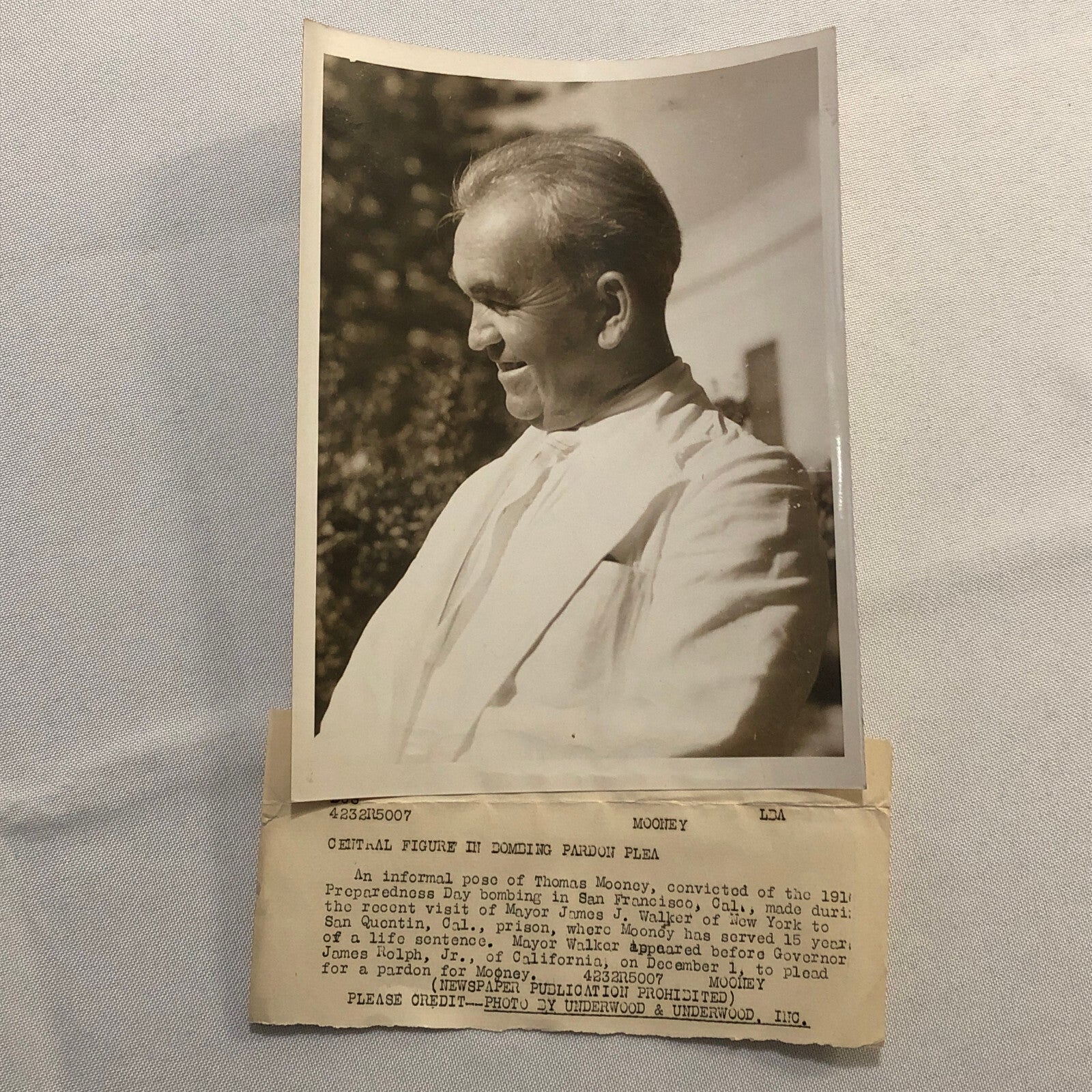 Press Photo Photograph Thomas Mooney San Quentin Prison Crime News Underwood