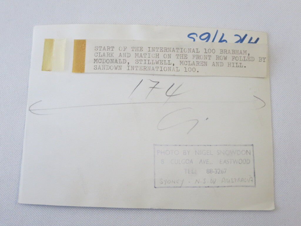 Vintage 1965 Racing Photograph Photo - Jim Clark Jack Brabham Bruce McLaren +