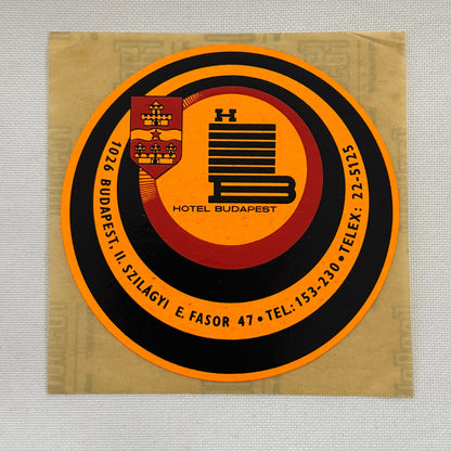 Vintage Travel Luggage Label Sticker Decal Hotel Budapest Hungary Hungarian