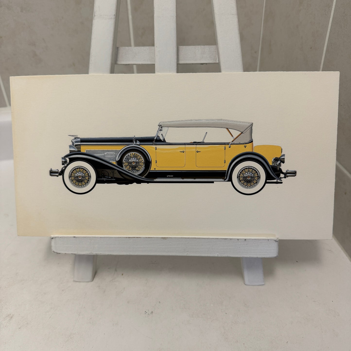 1932 Duesenberg Model J by Coachbuilder Derham Car Illustration Art Drawing