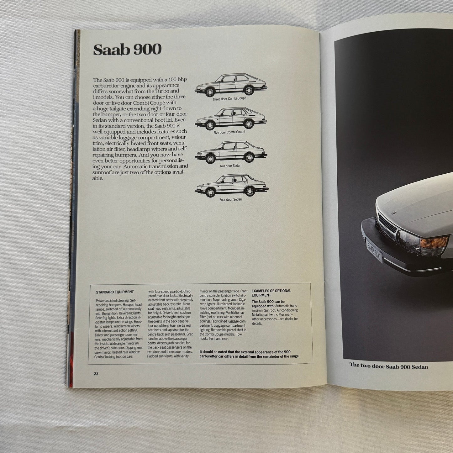 Vintage Saab 900 900i Car Sales Brochure Catalog Saab 1986 1987