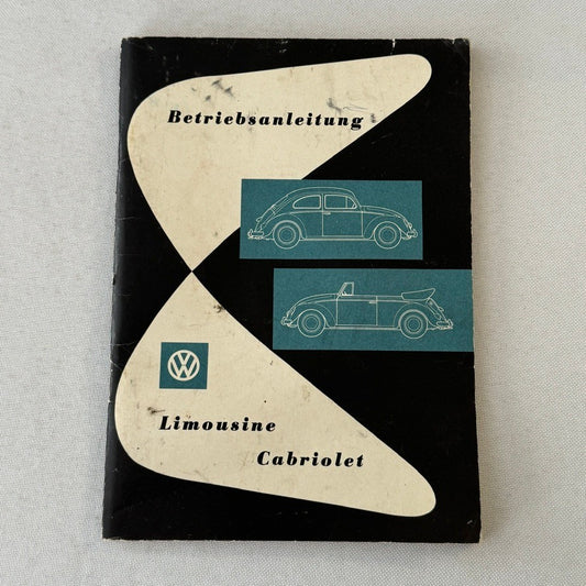 1960 Volkswagen Beetle Owners Manual Instruction Book Convertible Coupe GERMAN