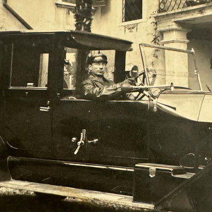 Vintage Postcard Post Card Real Photo Postcard RPPC Chauffeur Automobile Italian
