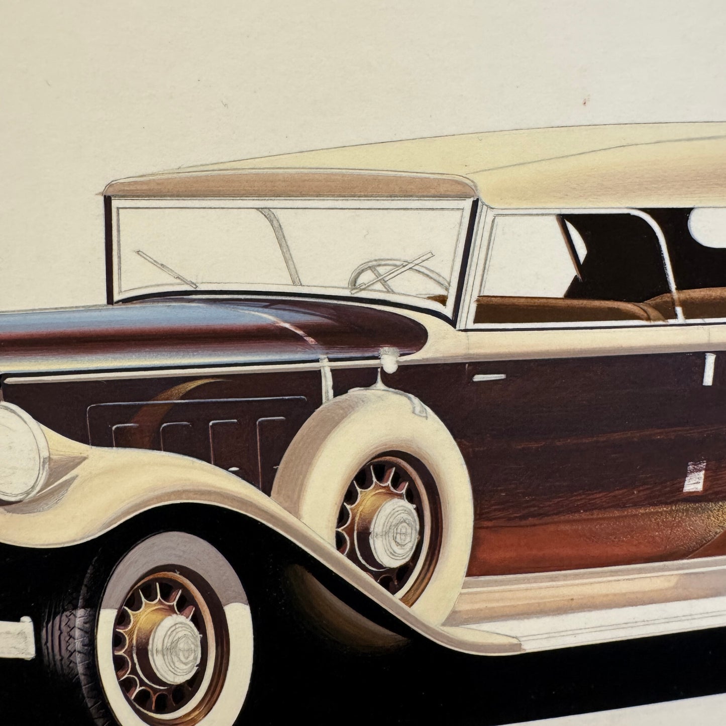 Vintage Pierce Arrow Car Automobile Illustration Art Drawing Hand Drawn