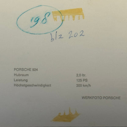 Porsche 924 Car Factory Press Photo Photograph Vintage