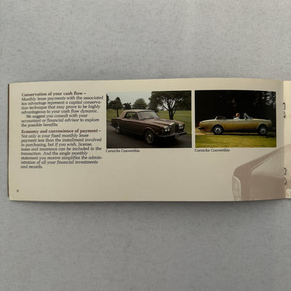Rolls Royce Car Leasing Sales Brochure Catalog Corniche Camargue Silver Shadow