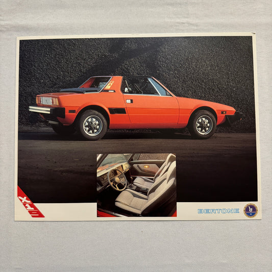 Bertone X19 Sales Sheet Brochure Mini Poster Fiat X1/9