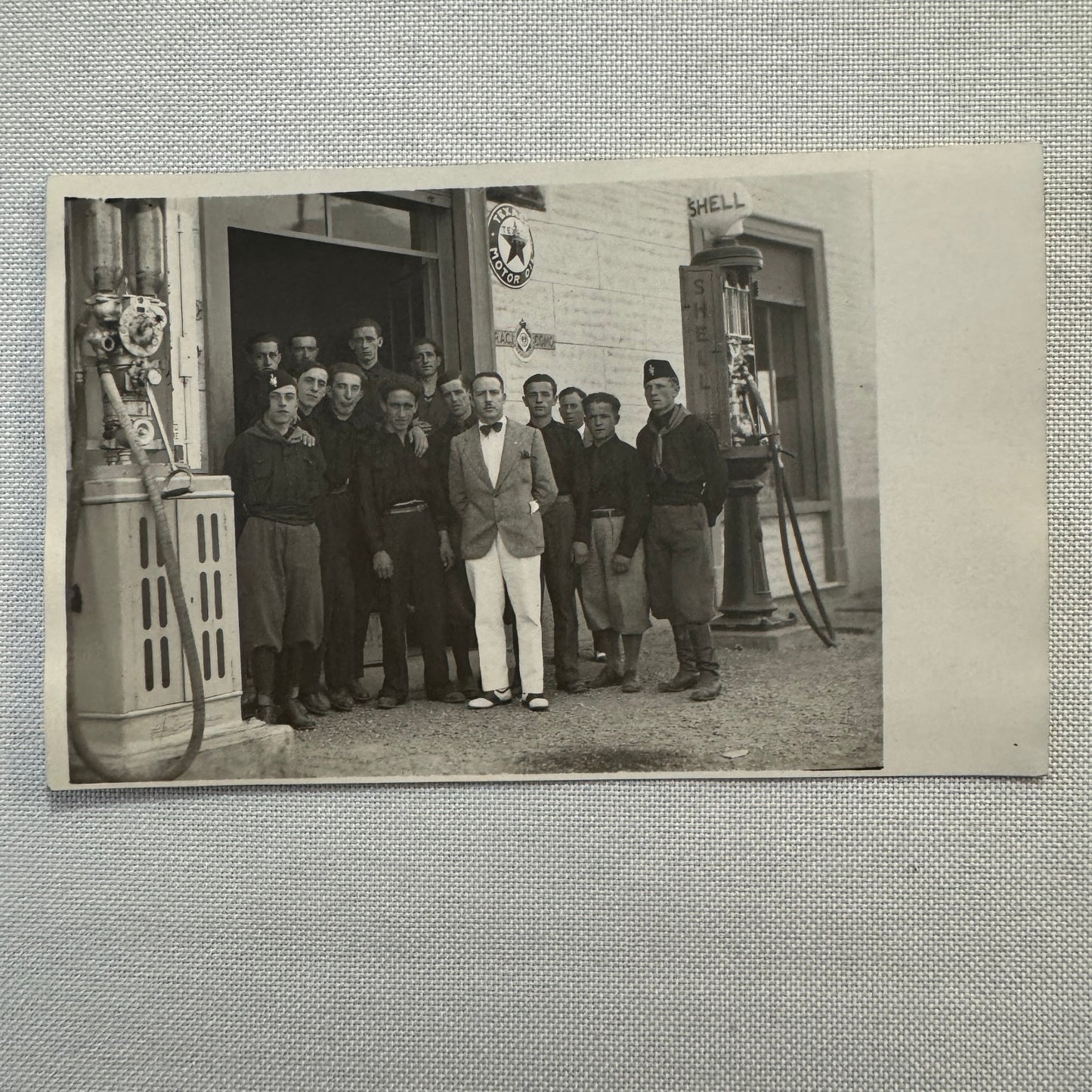 Vintage Postcard Real Photo Postcard RPPC Gas Station Shell Gas Pump Texaco Men