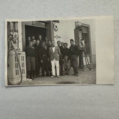 Vintage Postcard Real Photo Postcard RPPC Gas Station Shell Gas Pump Texaco Men