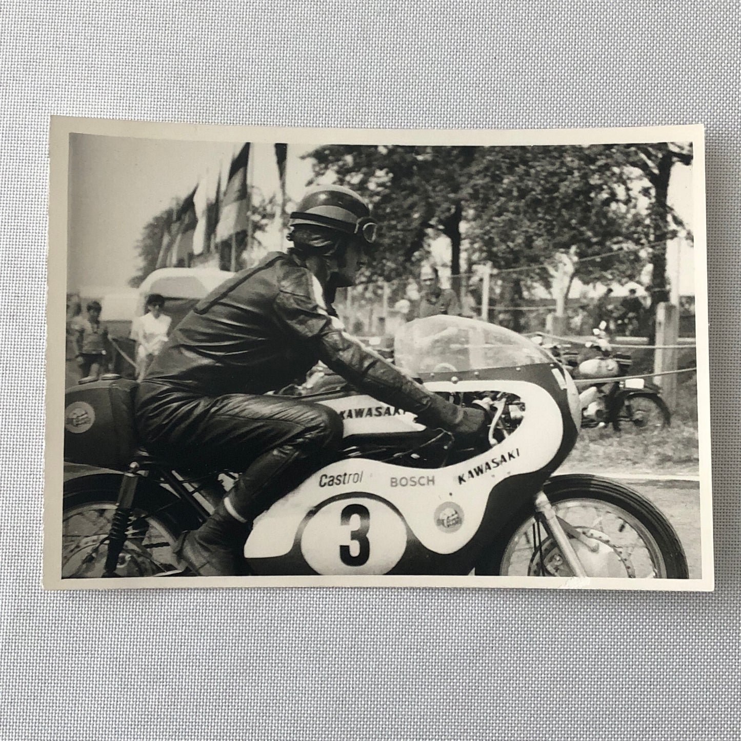 Vintage Motorcycle Racing Photo photograph Rider Werner Bergold Kawasaki 1971