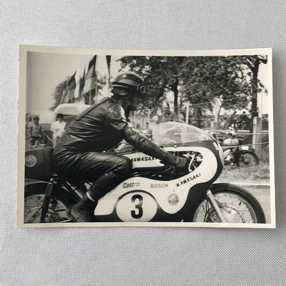 Vintage Motorcycle Racing Photo photograph Rider Werner Bergold Kawasaki 1971