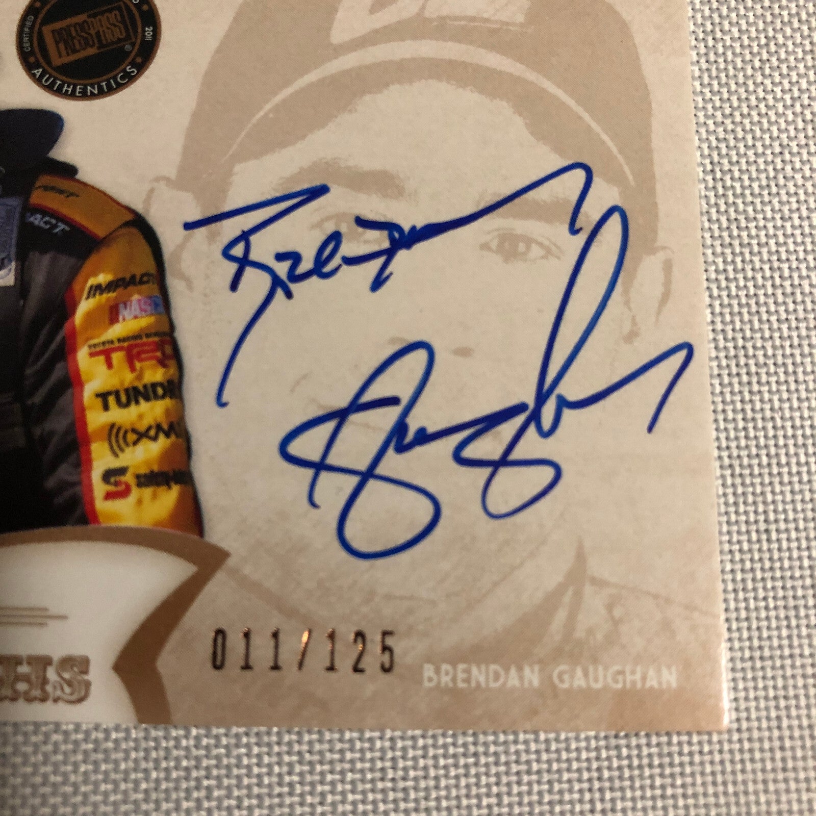 2011 Press Pass Fanfare Autograph Brendan Gaughan Signed Signature Auto NASCAR