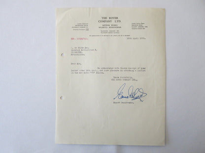 1948 - 1955 Rover Car Company Letter Letterhead Document Lot of 5