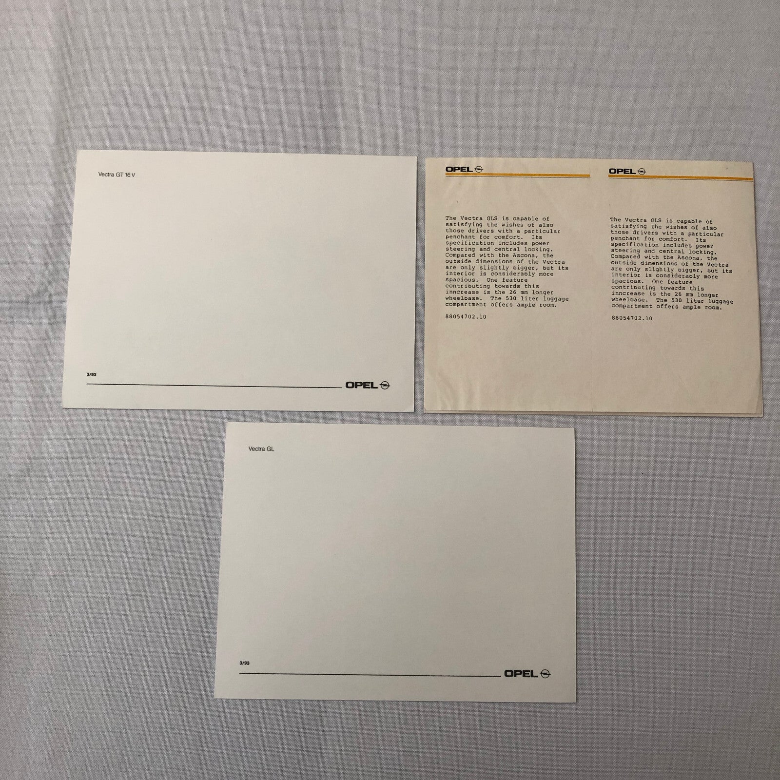 Opel Vectra Factory Press Photo Photograph Lot of 3 Vectra GL GT
