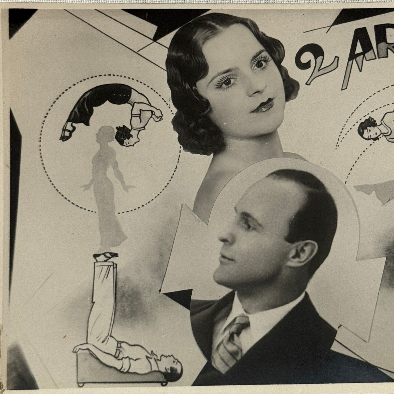 Vintage Circus Acrobat Balancing Act Photo Photograph 2 Artons