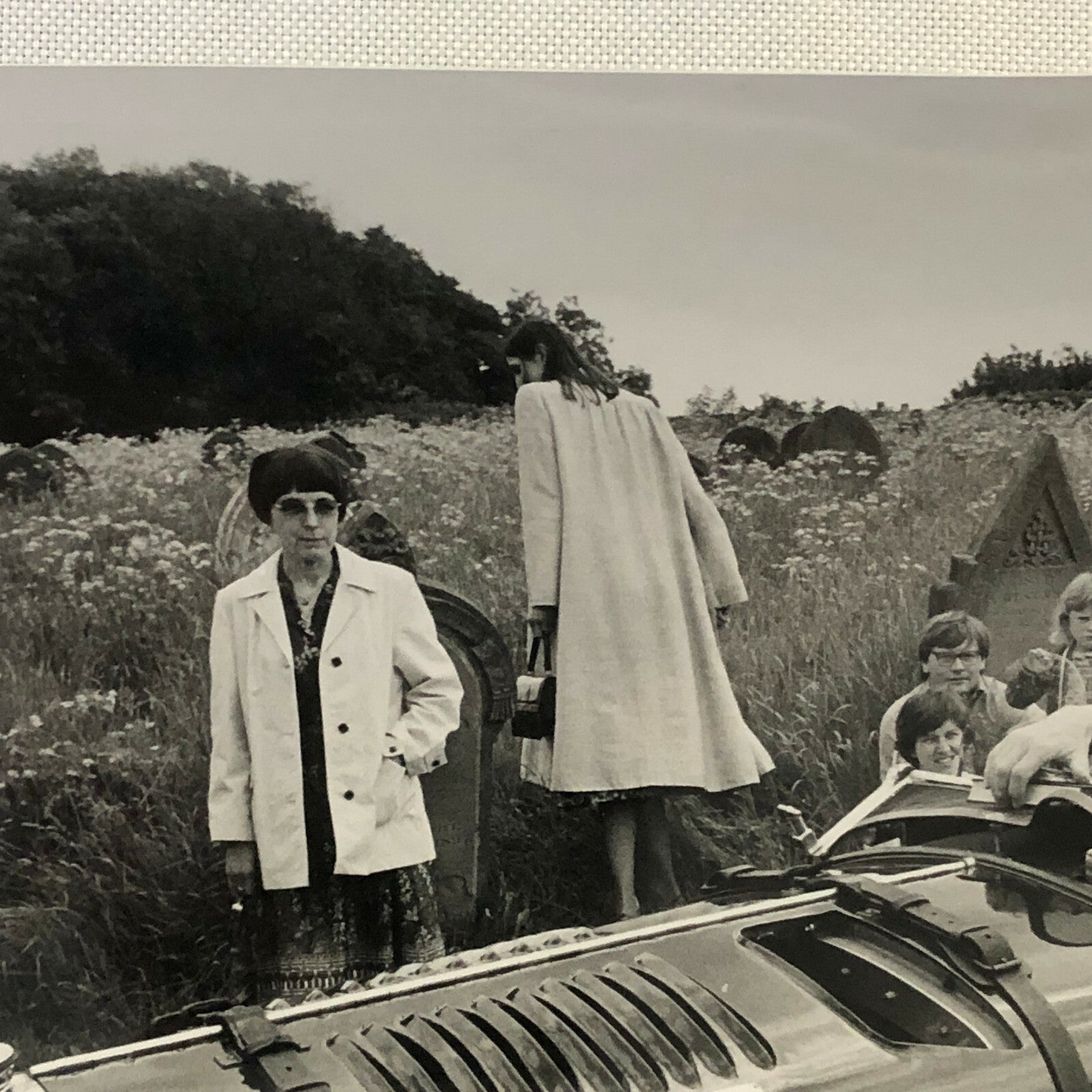 Antique Bentley Car with Church Clergy Press Photo Photograph Print 