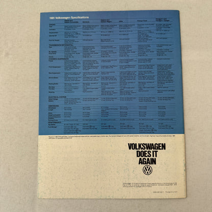 1981 Volkswagen VW Car Sales Brochure Catalog Vanagon Camper Jetta Scirocco +