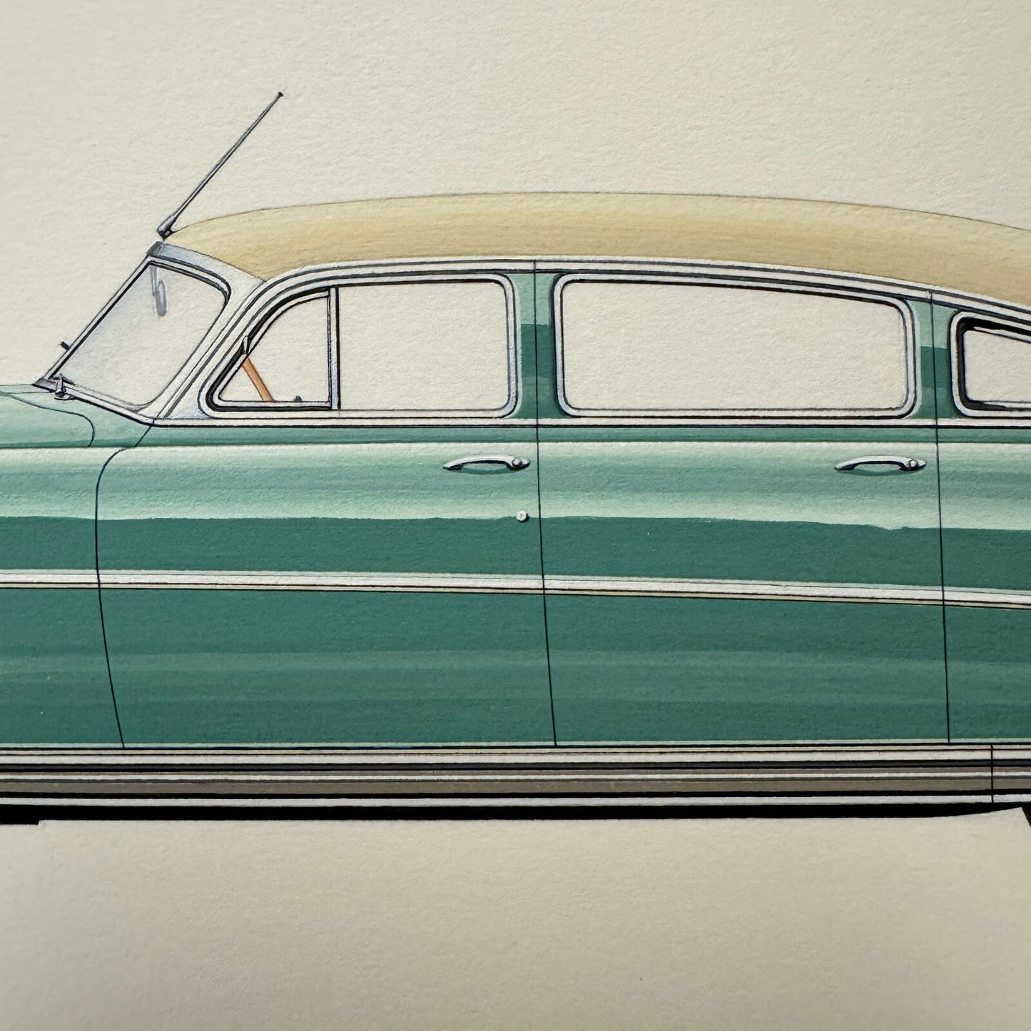 1952 Hudson Hornet Sedan Car Automobile Illustration Art Drawing Hand Drawn