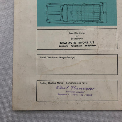 Vintage Toyota Crown Station Wagon Car Sales Brochure Catalog DANISH TEXT