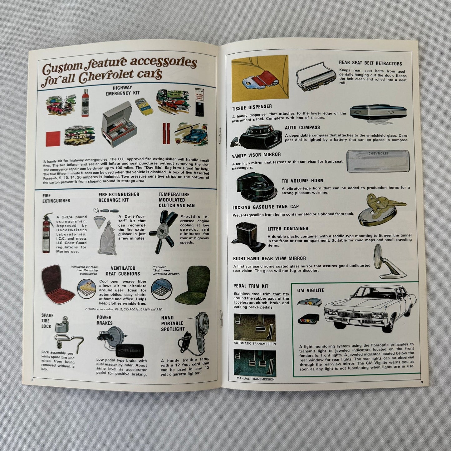 1968 Chevrolet Custom Accessories Brochure Catalog Caprice Bel Air Impala +