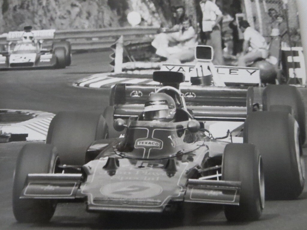 Vintage 1973 Monaco Grand Prix Photograph Photo - Ronnie Peterson Lotus Ford +
