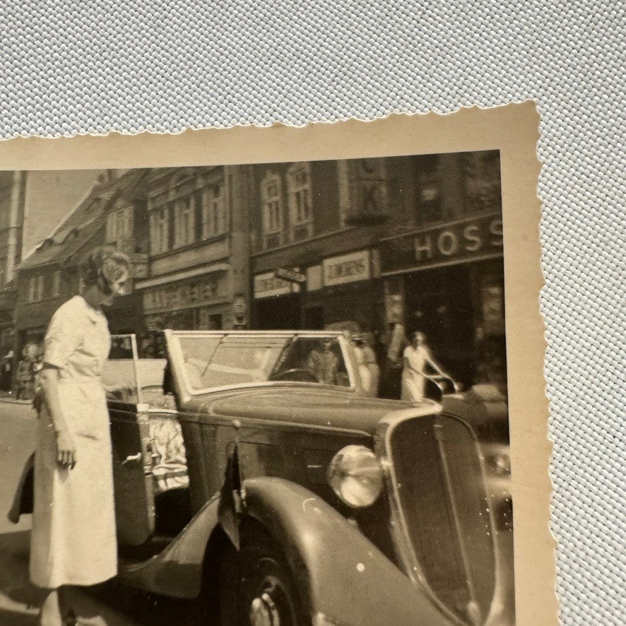 Vintage Snapshot Photo Photograph Lot Woman with Beautiful Car Automobile German