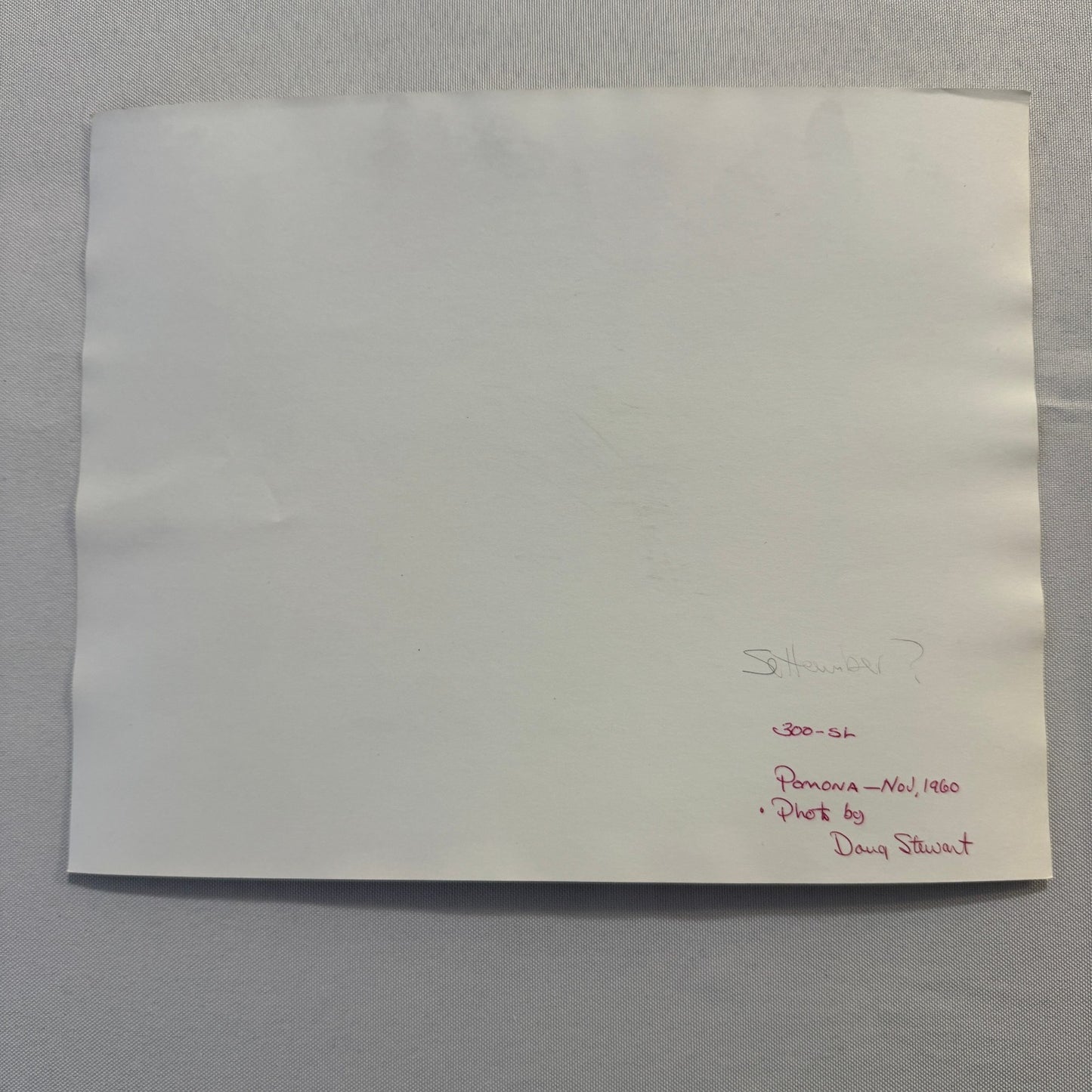 Vintage Mercedes Benz 300SL Gullwing Racing Photo Photograph Pomona 1960