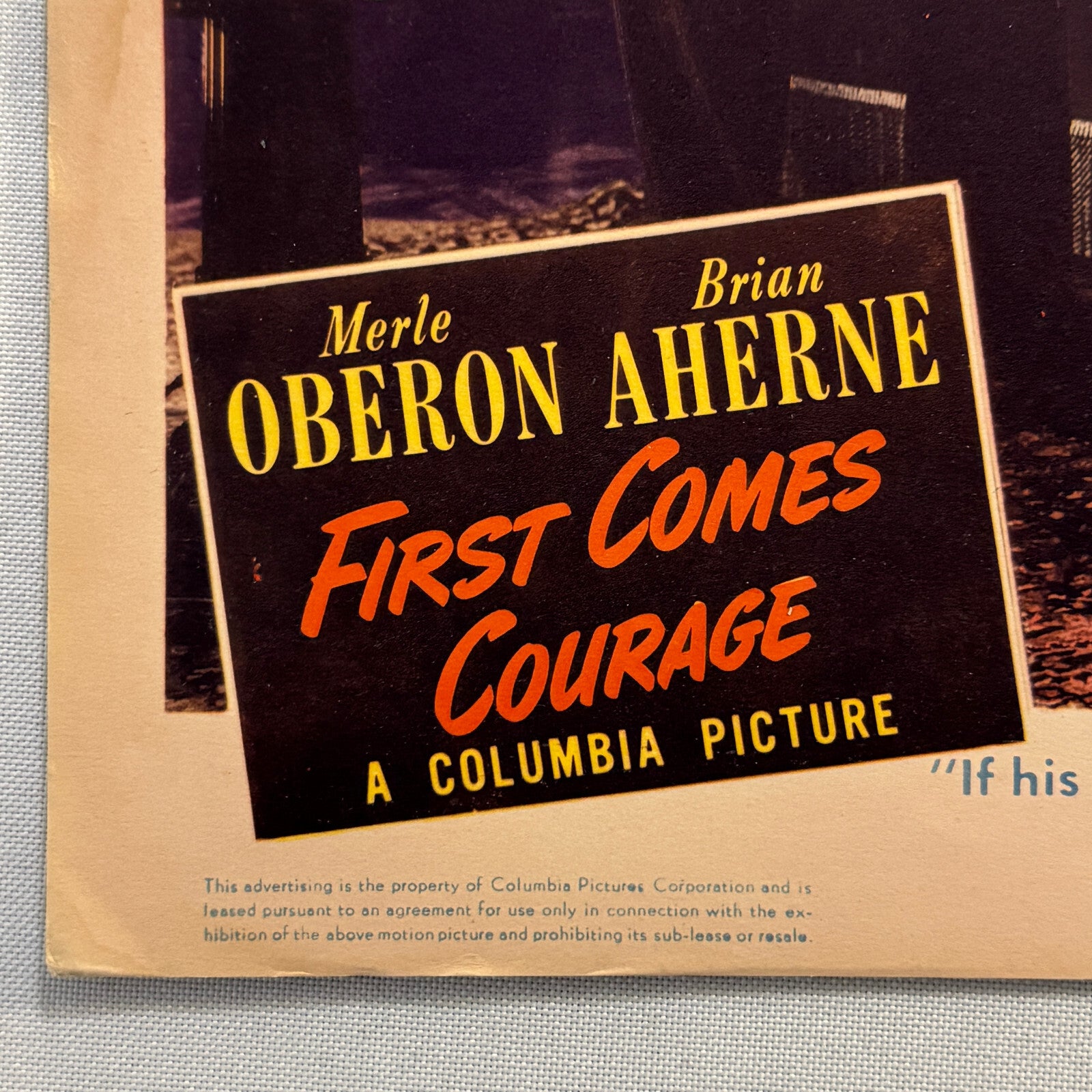 Vintage Movie Lobby Card Poster 1943 First Comes Courage Merle Oberon